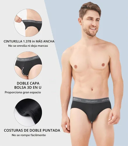 Vista 5 de DAVID ARCHY - Calzoncillos para hombre, de rayón de bambú, con soporte de absorción de humedad, tipo bolsa, suaves, paquetes de 4 o 7
