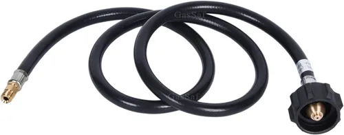 Vista 4 de GasSaf Manguera de propano de 4 pies para RV, manguera conector pigtail de propano QCC1 - conector ACME x 1/4" macho invertido con estriado