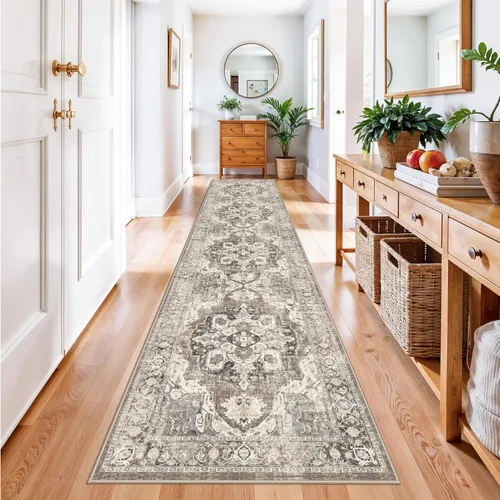 Vista 45 de YOUFORTONG Alfombra Lavable de 2 x 3 Pulgadas para Entrada: Alfombra Antideslizante Vintage para Interiores con Respaldo de Goma para Sala de Estar