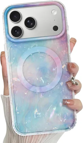 Vista 20 de Bonoma Funda magnética para iPhone 13 【Soporte para Magsafe】Protector de cámara de lujo de cristal fluorescente iridiscente con láser brillante + 2