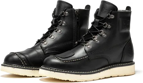 Vista 9 de ROCKROOSTER Magnolia 6" Botas de cuña con cierre lateral para hombre, Botas de motocicleta ligeras con punta suave tipo mocasín SAP309-Marrón