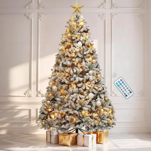 Vista 9 de DWVO Árbol de Navidad de Halloween preiluminado de 6 pies con control Negro
