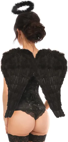 Vista 4 de Daisy corsets Disfraz sexy de corsé de ángel de medianoche de 3 piezas para mujer
