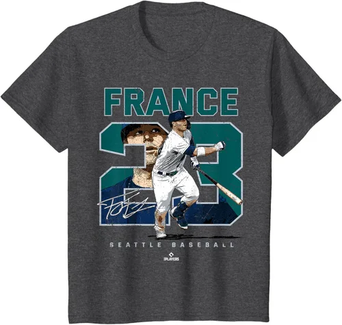 Vista 10 de Number and Portrait Ty France Seattle MLBPA Camiseta, Negro