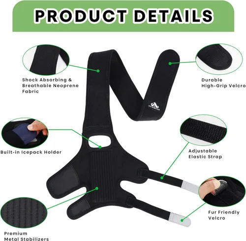 Vista 5 de Rodillera universal para perro con paquete de terapia de frío/calor, ajustable, transpirable, collar extra cómodo con soporte estabilizador