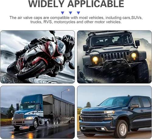 Vista 7 de 4 tapas de vástago de válvula de neumático de automóvil, tapas de válvula de neumáticos de automóvil de forma única, cubierta de vástago de válvulas