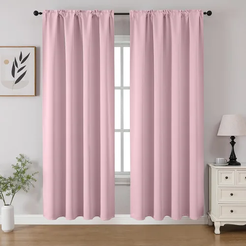 Vista 56 de CUCRAF - Cortinas opacas beige de 45 pulgadas, juego de 2 paneles con bolsillo para barra, cortinas para oscurecer dormitorios y sala de estar
