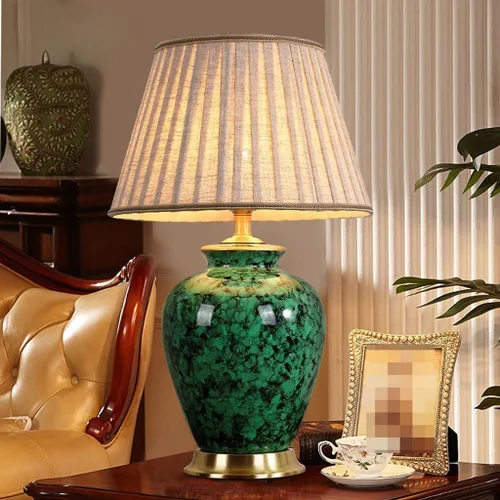 Vista 8 de Lamp for Desk Study Table Lamp Retro Ceramic Table Lamp Living Room Sofa Corner Lamp Bedroom Bedside Lamp Desk Lamps for Home Office(Push Button
