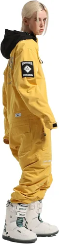 Vista 3 de IMPHUT Traje de esquí de una pieza para mujer, impermeable, resistente al viento, traje de nieve aislado para deportes de nieve