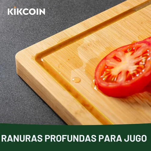 Vista 4 de Tabla de cortar de bambú de 24 pulgadas para cocina, tabla de cortar de madera extra grande con ranura profunda para jugo y mango, tabla de cortar