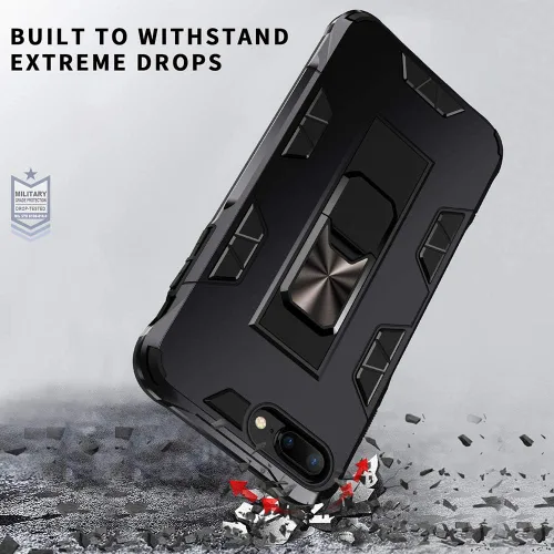 Vista 3 de Funda para iPhone 8 Plus 7 Plus 6 Plus con protector de pantalla de grado militar integrado con soporte de apoyo, armadura resistente a prueba