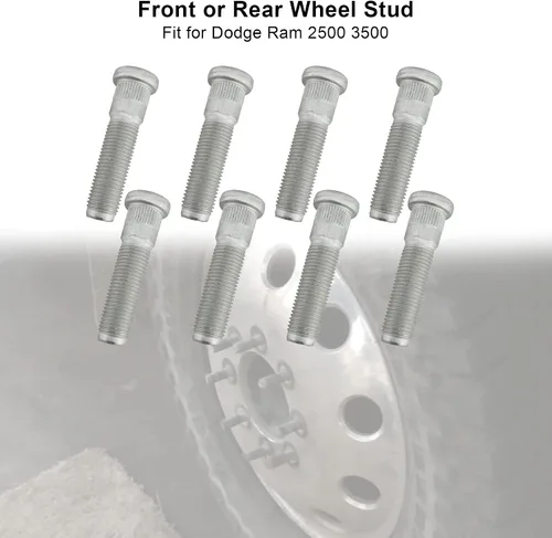 Vista 2 de Tornillo de rueda para Dodge Ram 2500 3500 2012 2013 2014 2015 2016 2017 2018 2019, 8 piezas 6509866AA pernos de rueda delantera o trasera
