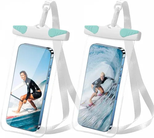 Vista 10 de Bolsa impermeable para teléfono, funda impermeable para teléfono con cordón para iPhone, Samsung, IPX8, bolsa seca para playa, kayak, crucero, 2