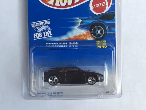 Vista 2 de Hot Wheels Black Ferrari 348 Collector #443 Coolest to Collect Card 5 DOT Wheel