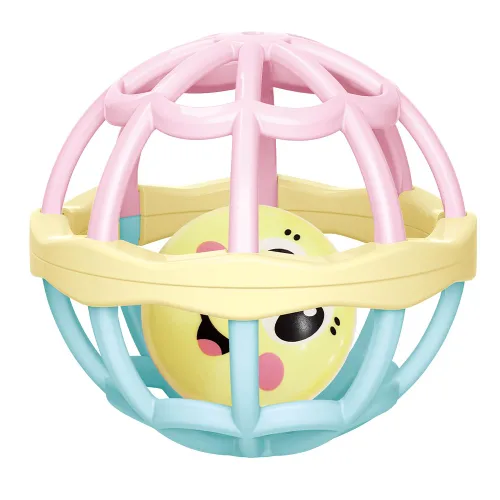 Vista 9 de WEofferwhatYOUwant Mordedor para bebé, bola de juego sensorial grande con sonajero pastel, fácil agarre para bebés, promueve las habilidades motoras