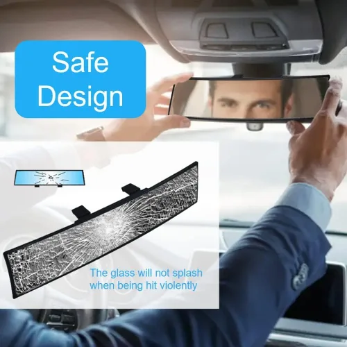 Vista 4 de OBTANIM Espejo retrovisor para automóvil de 10.6 pulgadas, vidrio HD, antirreflejo, clip panorámico gran angular, accesorios para espejo retrovisor