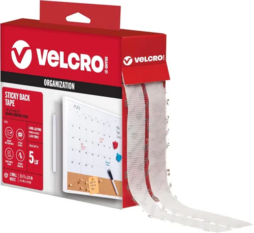 Vista 23 de VELCRO Brand Rollo de cinta negra de 5 pies x 3/4 pulgadas Con adhesivo Corte las tiras a la longitud deseada Cierres de gancho y bucle