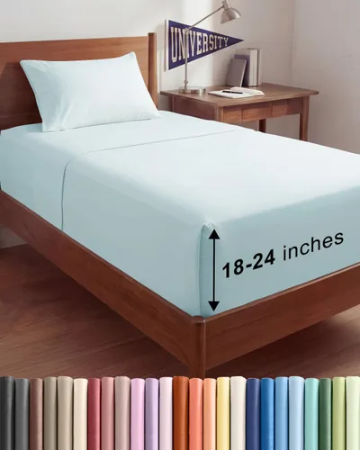 Vista 167 de Sábanas individuales de bolsillo extra profundo, sábanas transpirables y refrescantes de 3 piezas, juego de sábanas de lujo para hotel, suaves, sin