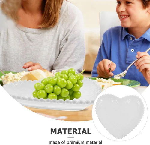 Vista 6 de Hemoton Plato de cerámica en forma de corazón de 7 pulgadas, plato de postre blanco para aperitivos, frutas, ensaladas, microondas y lavavajillas
