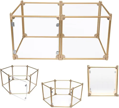 Vista 8 de Front Row Corralito plegable para perros, duradero y portátil, para hacer ejercicio, descansar y jugar, paneles de valla transparentes con varillas