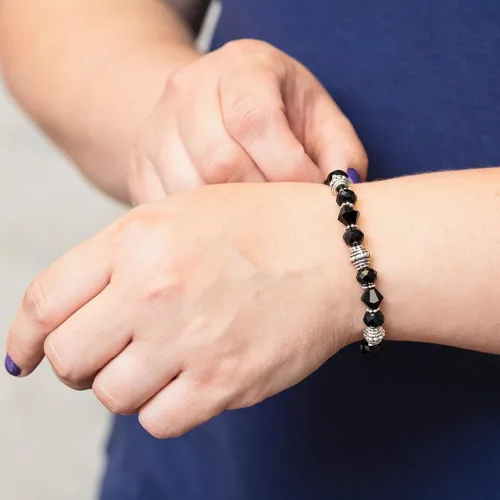Vista 33 de Pulsera elástica de alerta médica, pulsera de identificación médica de repuesto intercambiable, etiqueta de identificación no incluida, cristales