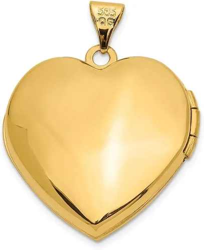 Vista 3 de Medallón de corazón de oro amarillo de 14 quilates de 0.827in (colgante interior con colgante de llave) 0.827in