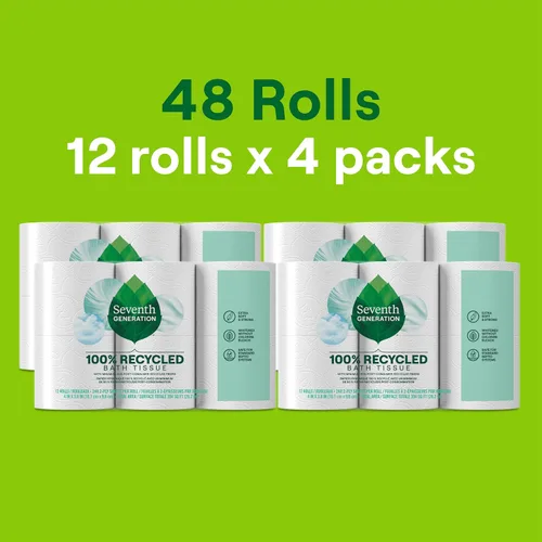 Vista 3 de Seventh Generation Papel higiénico, 100494_4pk, 1, 4 240 Sheets Per Roll, Extra Soft & Strong for Home & RV, Whitened without Chlorine Bleach, No
