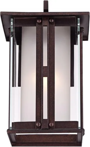 Vista 5 de Franklin Iron Works Fallbrook - Lámpara de pared rústica de acero bronce de 11 3/4 pulgadas, doble vidrio esmerilado transparente para exteriores