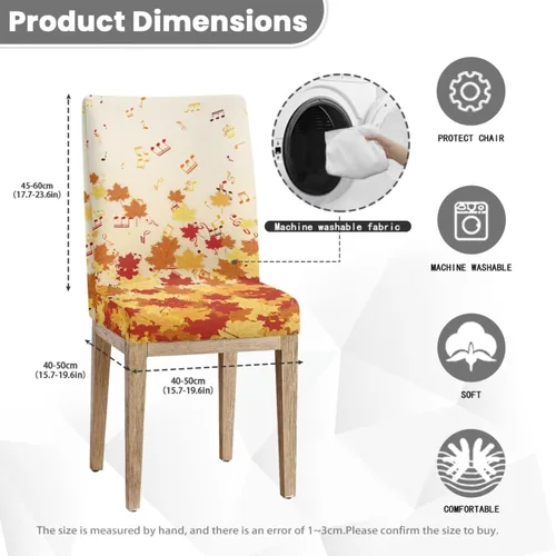 Vista 4 de Rnyleeg Juego de 1 fundas para sillas de comedor de otoño, diseño de hojas, para sala de estar, sin brazos, funda elástica para silla de cóctel
