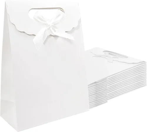 Vista 12 de Bolsas de regalo Patdefie con asas tamaño pequeño 7×4×10 pulgadas 16 piezas tamaño mediano para cumpleaños, fiesta, recuerdo, boda, aniversario