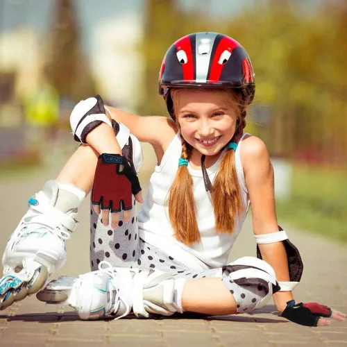 Vista 5 de FREEHAWK Guantes de ciclismo para niños, antideslizantes, ultrafinos, medio dedo, ciclismo, transpirables, guantes de patinaje sobre ruedas