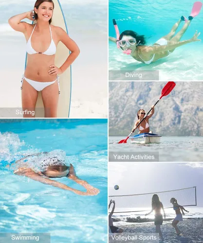Vista 7 de American Trends Conjunto de bikini de dos piezas para mujer con parte superior halter triangular con lazo lateral inferior sexy traje de baño