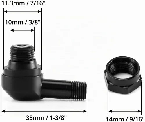 Vista 6 de QWORK Vástagos de válvula de neumático de motocicleta CNC, paquete de 2 vástagos de aire de válvula de aluminio de 90 grados y aleación de aluminio