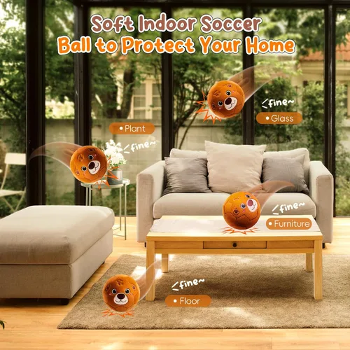 Vista 4 de VangeBow Pelotas de Fútbol Silenciosas de Interior para Niños Pequeños de 1-3 Años, Pelota de Fútbol Inflable de Felpa Suave para Bebés y Niños