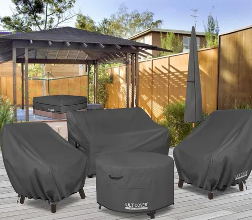 Vista 6 de ULTCOVER Funda impermeable para silla de patio – Funda para silla de césped individual para asiento profundo para exteriores que se adapta a hasta