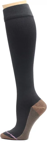 Vista 2 de Dr. Motion Calcetines terapéuticos de compresión graduados con infusión de cobre para mujer, banda no vinculante, costura lisa en los dedos, 4 pares