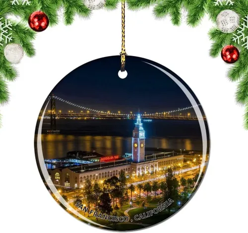 Vista 35 de California San Francisco 16 Avenue Tiled Steps USA Christmas Tree Ornamento Decoración Colgante Colgante Decoración Ciudad Viaje Souvenir Colección