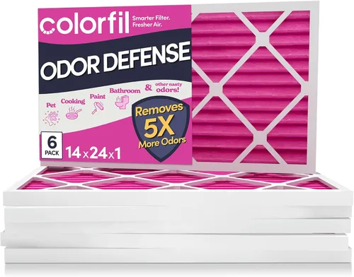 Vista 23 de Colorfil - Filtro de aire de 12 x 12 x 1 pulgadas, filtros que cambian de color para olores de gatos y perros, filtro de aire acondicionado MERV 8