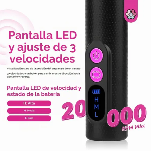 Vista 4 de SAVILAND Taladro de uñas eléctrico profesional: lima de uñas eléctrica inalámbrica de 20000 RPM con base taladro de uñas recargable para uñas