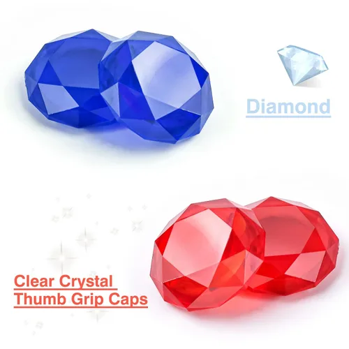 Vista 2 de DLseego Diamond 3D Thumb Grips Caps Compatible with Switch Switch Lite Switch OLED Joy Con Crystal Clear Console Joystick Cover 4PCS- Blue and