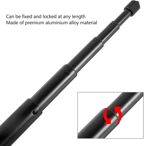 Vista 3 de Palito extensible para selfies, monopié telescópico de interfaz de 1/4 pulgadas, mango antideslizante de 0.984 in, diámetro máximo de tubería