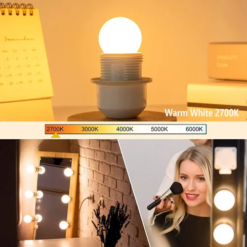Vista 2 de Bombillas LED G40 E26, 1.5 W de bajo vatio, 2700 K blanco cálido, luz Escarchado
