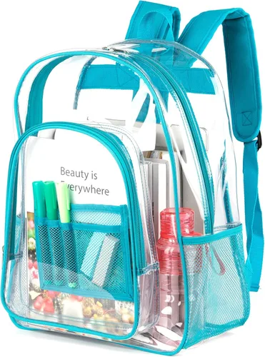 Vista 10 de Keepcross Mochila transparente para la escuela, bolsa transparente Negro