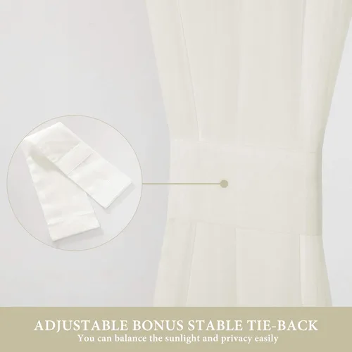 Vista 23 de MIULEE Cortinas Transparentes Laterales para Puerta Francesa con Filtrado de Luz, Tratamiento de Ventana, 2 Paneles de 25 x 40 Pulgadas con Beige