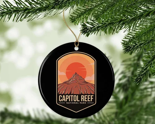 Vista 2 de Adorno del Parque Nacional Capitol Reef – Regalo del Parque Nacional Capitol Reef – Adorno de Navidad de Arrecife del Capitolio – Decoración