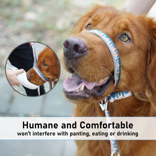 Vista 7 de BARKLESS Collar de cabeza de perro, halter impreso antitirones con correa Arnés de hocico suave con clip ajustable para entrenamiento de correa