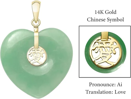 Vista 3 de Colgante de oro de 14 quilates con dije de corazón de jade natural