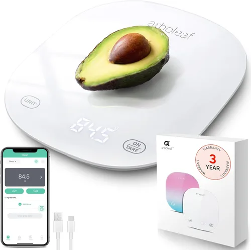Vista 9 de Arboleaf Balanza de Cocina Inteligente para Alimentos, Báscula Digital de 22 lb con Calculadora Nutricional, Pesaje Inteligente de Cocina