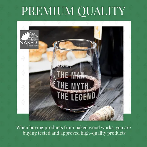 Vista 2 de Regalos para papá Regalo de copa de vino para papá - Papá. El hombre. El mito. La leyenda. Regalo perfecto de cumpleaños o día del padre para papá