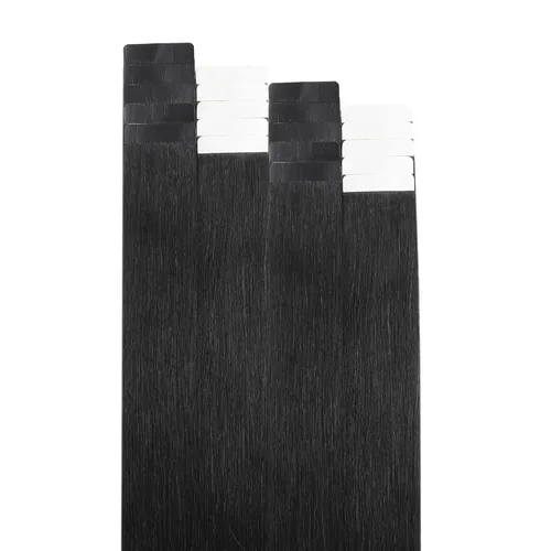 Vista 6 de Extensiones adhesivas de cabello humano de 24 pulgadas, color negro #1 Negro Azabache